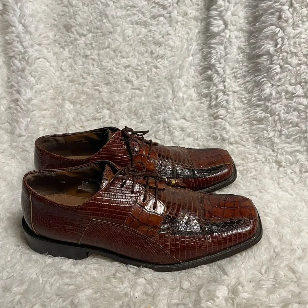 Stacey Adams Solomon Snake skinCognac /brown Oxfords Men’s shoes SZ9.5